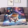 Cozy Space-Themed Capybara Flannel Printed Blanket Suitable for All Seasons Suitable for Living Room Office Sofa and Travel