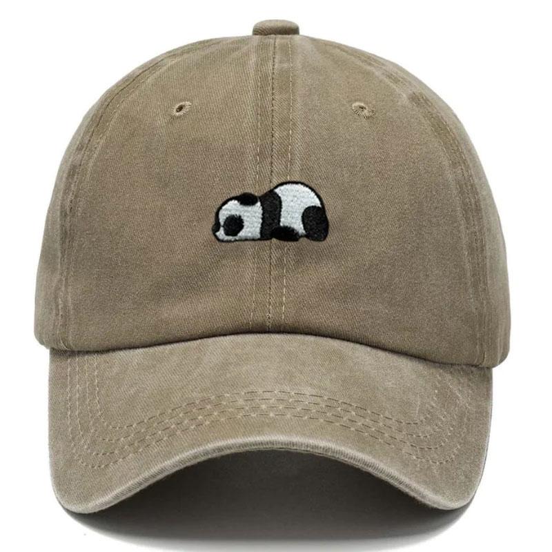 Baseball Cap Vintage Distressed Unisex Corduroy Dad Hats Panda Embroidery Washed Cotton Casual Outdoor Sports Snapback Sun Hat