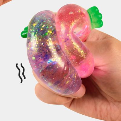 Yousheng 1/2/3/4 Stück Mini Rettich Quetschspielzeug Stressabbau Klar Glitzer Rettich Stress Zuckerball Sensorisches Spielzeug Dekompression Fidget Spielzeug Party