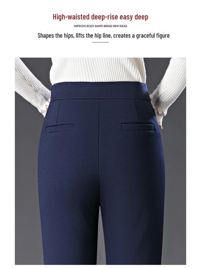 High-Waisted Fleece-Lined Straight-Leg Pants - 2024 Winter Warm Casual Pants for Women