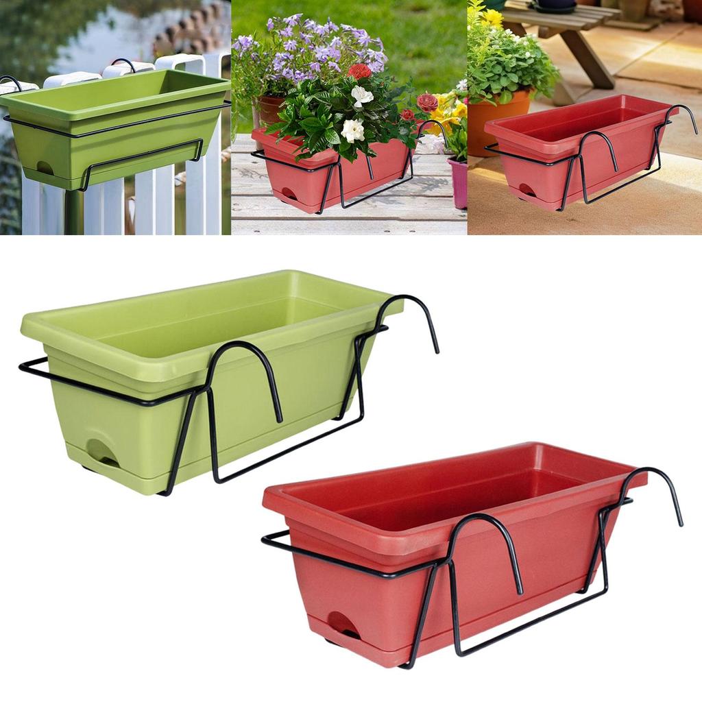 Balcony Railing Hanging Planter Hanging Garden Planter Rectangular Flower Pot for Deck Yard Farmhouse Windowsill Outside