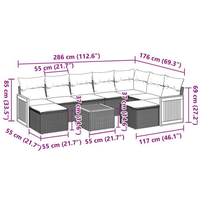 VidaXL Salon de Jardin avec Coussins 10 pcs, Canapés de Terrasse, Ensemble de Meubles de Patio, Mobilier d'Extérieur, Beige 3228229