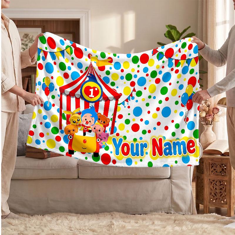 El Payaso Plim Plim Personalized Flannel Blanket, Custom Printed Text Name, Warm Soft Blanket For Couch Bed