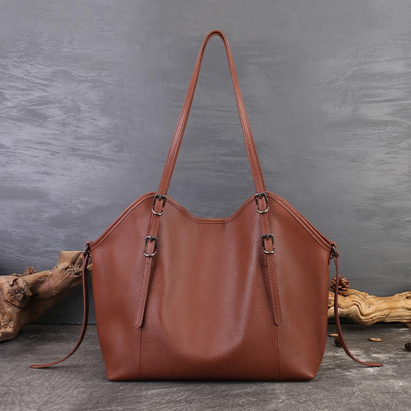 Ретро сумка-тоут для поездок на работу, Вместительная сумка под мышку, Стильная сумка через плечо коричневый