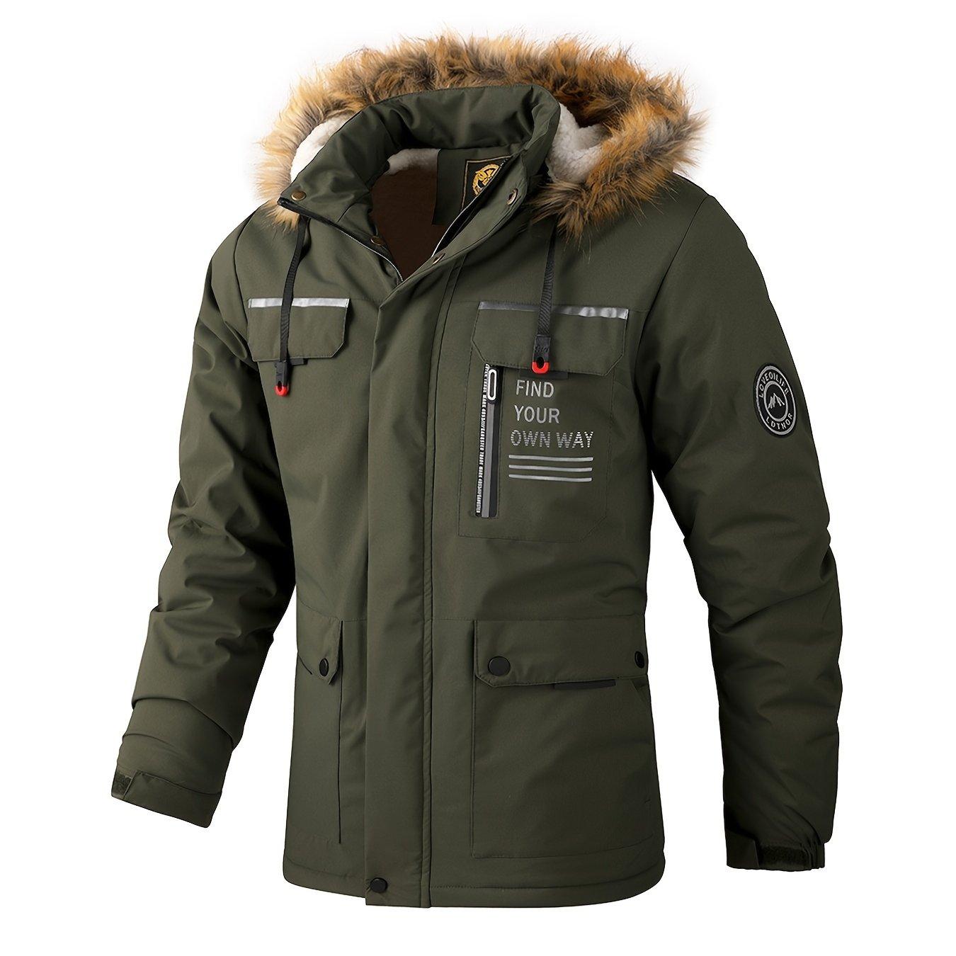 

Зимняя теплая мужская модная повседневная ветровка-бомбер, водонепроницаемая спортивная куртка на открытом воздухе M зелёный