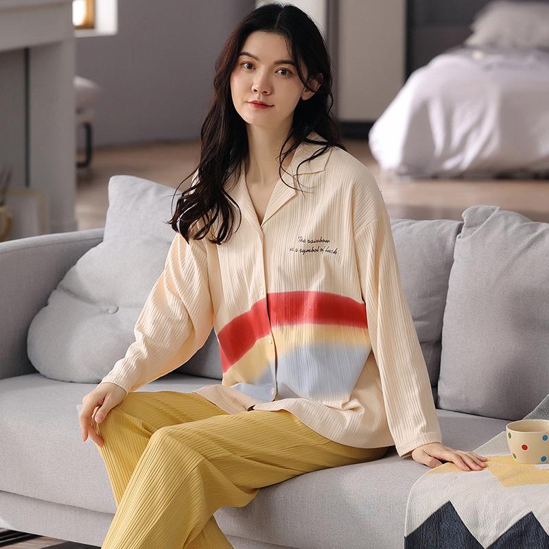 

Women s Cotton Cardigan Pajama Set - Cute, Comfortable Long Sleeve for Spring/Autumn XL