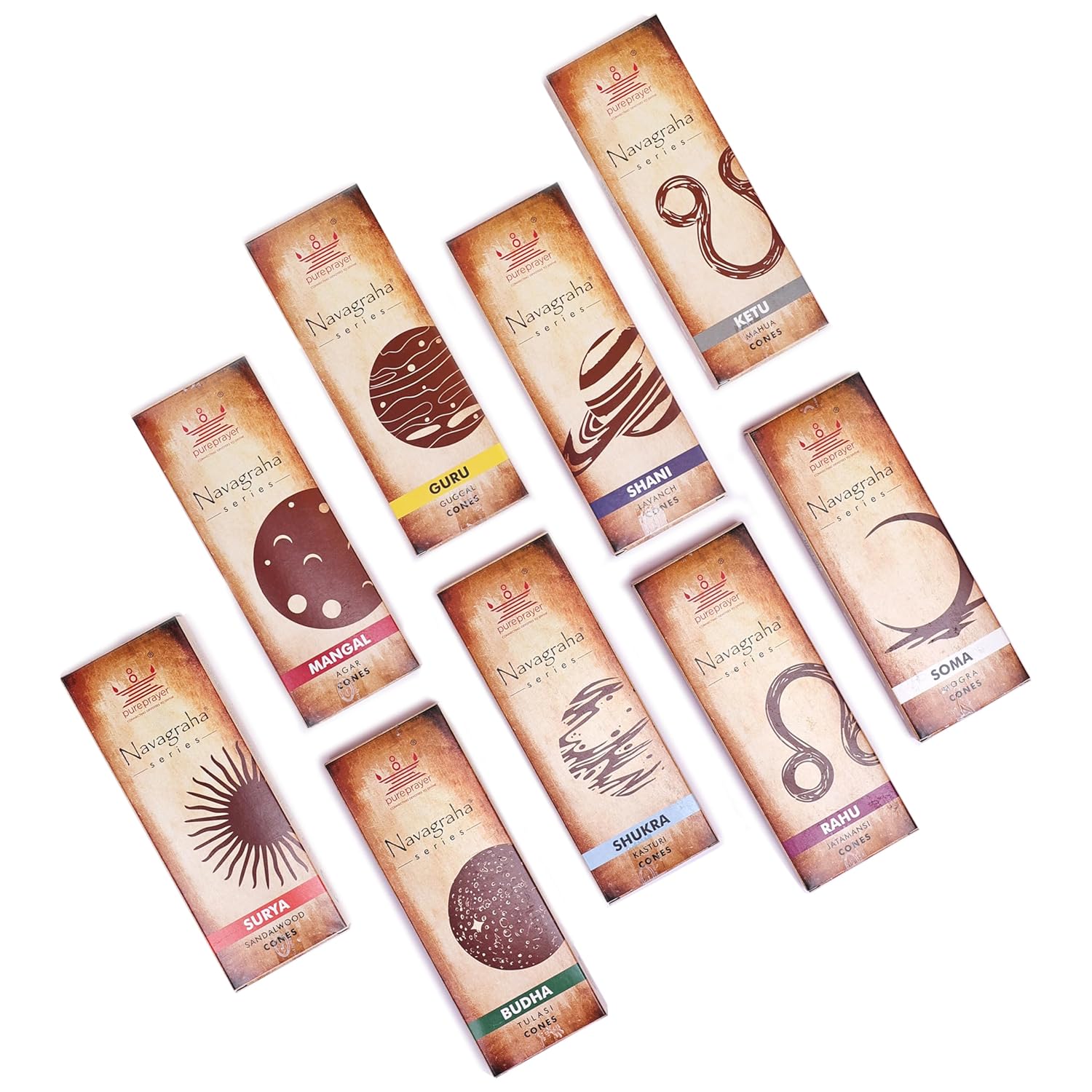 

Cycle Pure Серия Navagraha Храмовые Конусы Без Угля Ароматические Конусы Дхуп для Пуджи и Ежедневных Ритуалов (9 конусов X 9 упаковок) всего 81 конус