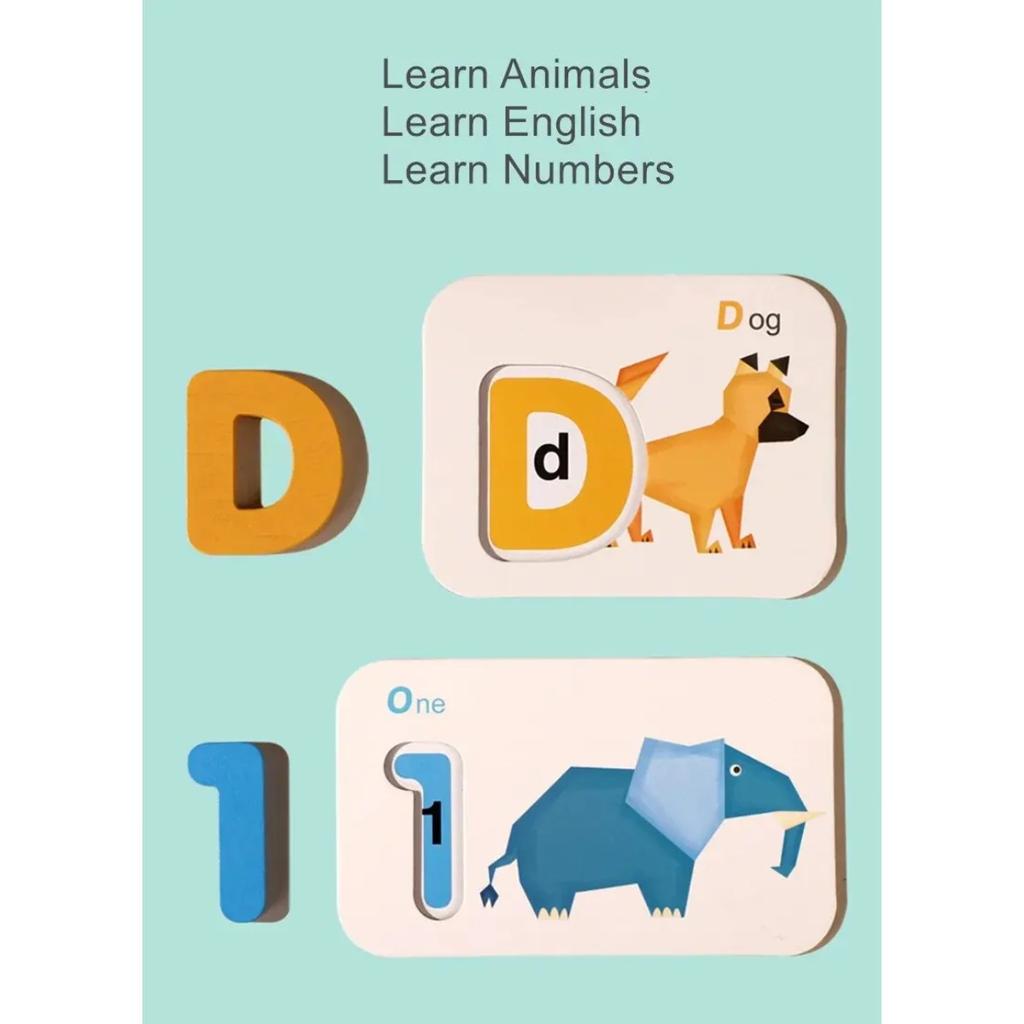 Montessori Alphabet Numbers Flash Cards for Kids 3-6 Years ABC Learning Toys Wooden Letters Numbers Preschool Educational Toys
