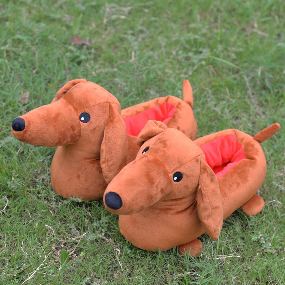 Adorable Dachshund Plush Slippers Cozy Cartoon Design For Comfortable Home Use