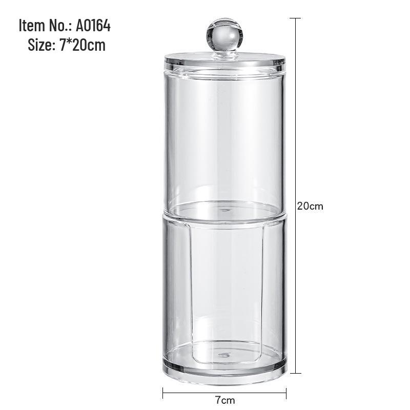 Acrylic Cotton Swab & Makeup Remover Storage Box with Lid - Transparent Square Organizer & Toothpick Holder