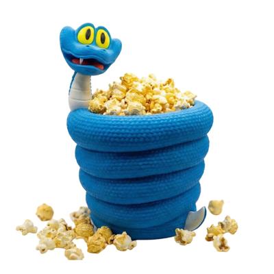 Balde de Pipoca Cobra Azul Grande Capacidade Portátil Impresso em 3D Reutilizável Tigela Recipiente para Lanche Pipoca Desenho Animado Colecionável Presente para Fãs de Cinema