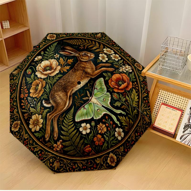 

Golden Roses and Butterflies Printed umbrella windproof folding umbrella portable sun and rain umbrella suitable for gifting