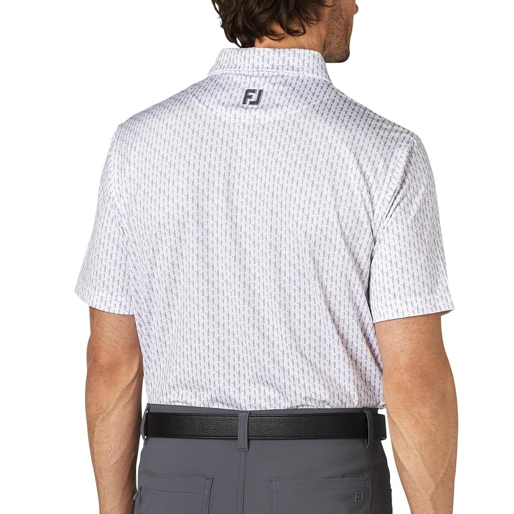 FootJoy Men's Player Figure Print Short Sleeve Golf Shirt, White/Flint, Size L (FJ-S25-S15, 34564-L)