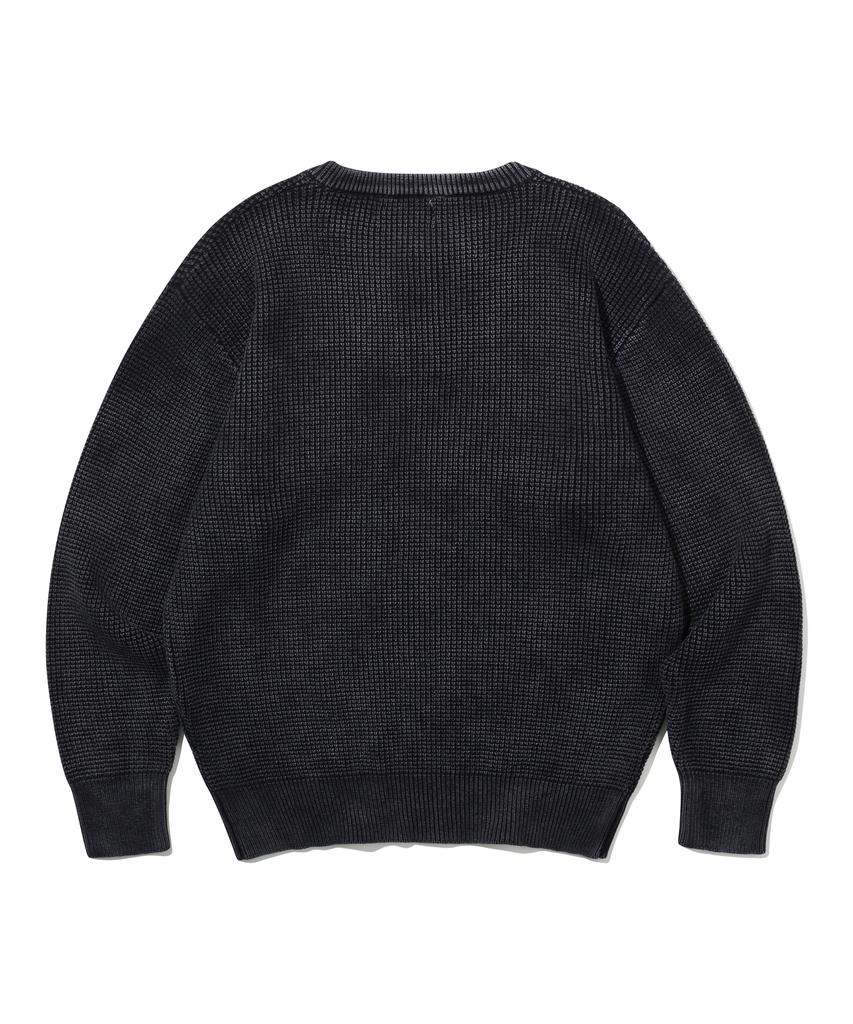URBANSTOFF Pigment Washed Henley Neck Knit (Black)