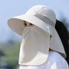 Chapeau Masque Facial Protection Solaire pour Femmes Chapeau de Soleil à Large Bord avec Cordon de Serrage Réglable Chapeau Respirant pour Activité en Plein Air