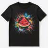 Buntes Farbspritzer Wassermelone Kunst Grafik Unisex T-Shirt