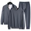 Cotton Casual Suit Men's Running Sports Cardigan Stand Up Collar Hoodie Three Piece Set