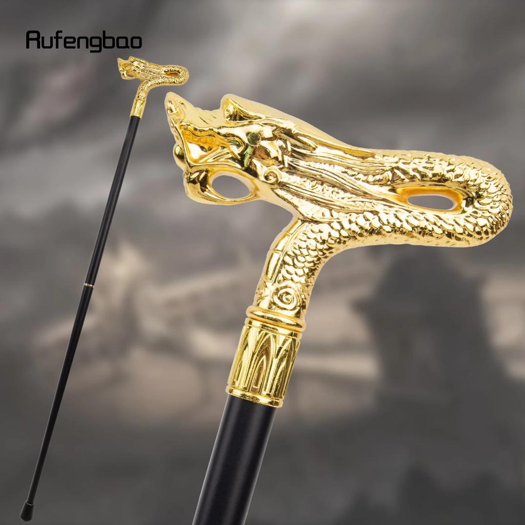 Golden Dragon Head Fashion Walking Stick Decorative Stick Cospaly Vintage Party Fashionable Walking Cane Crosier 92cm