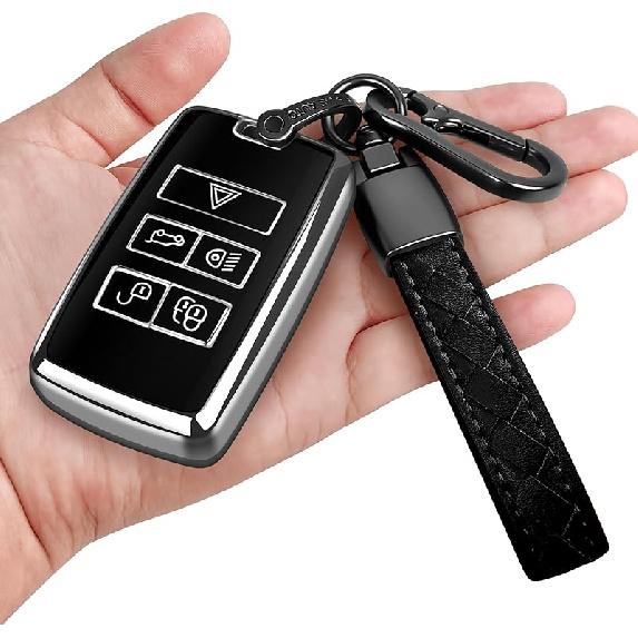 Sindeda for Land Rover Key Fob Cover with Keychain Soft Full Protection Key Shell Key Case Compatible with 2018- Land Rover Range Rover Evoque Vogue