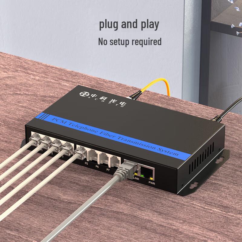 Zhongke Optoelectronics 8-Channel Telephone 2-Port Gigabit Fiber Optic Converter