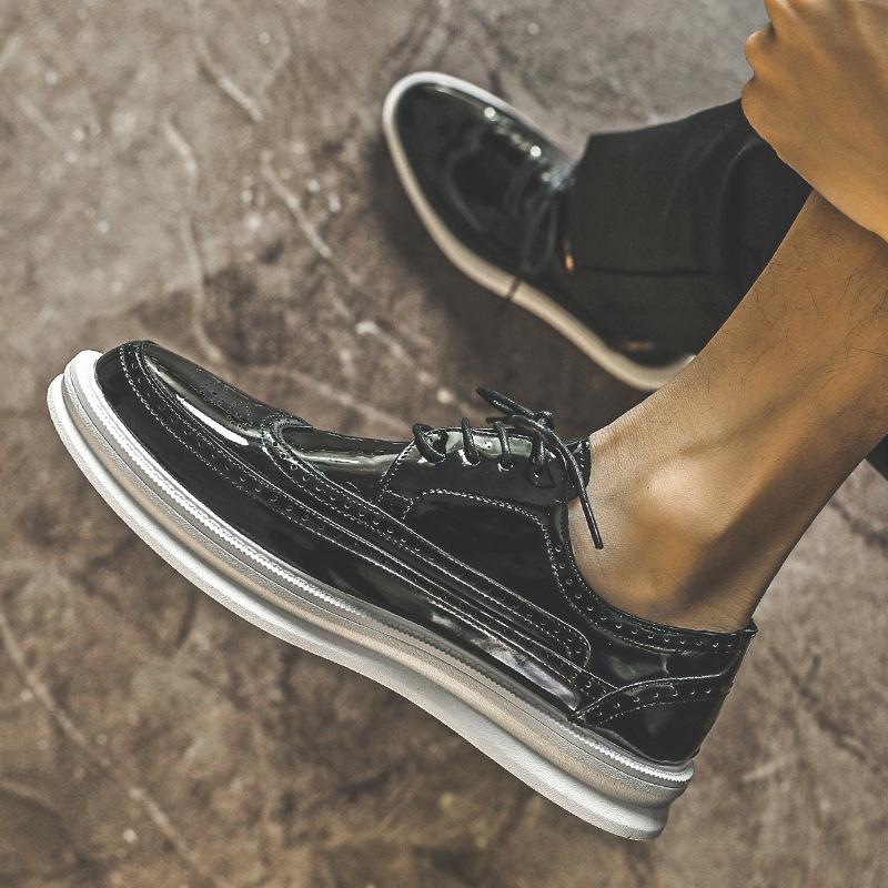 Men's Shoes Blok Patent Leather Trendy Shoes Korean Version Men's Casual Single Shoes Leather Shoes Men's British Shoes