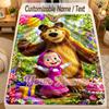 Flannel BlanketMasha and the Bear Custom Name Text Personalized Soft Warm Throw Blanket Home Decor Gift