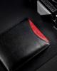 Men's wallet made of natural grain leather with a removable card holder - Rovicky