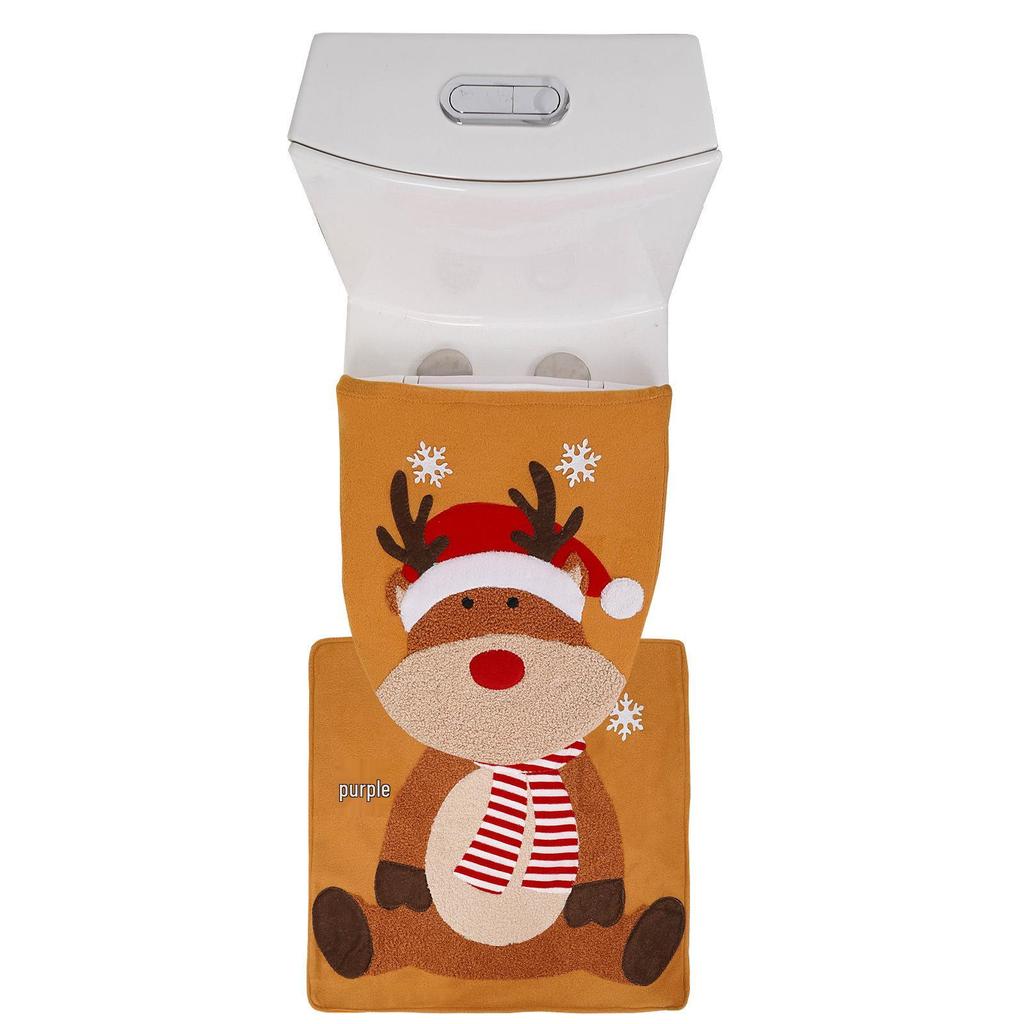 Festive Snowman & Elk Christmas Toilet Seat Cover Set - 2-Piece Bathroom Decor