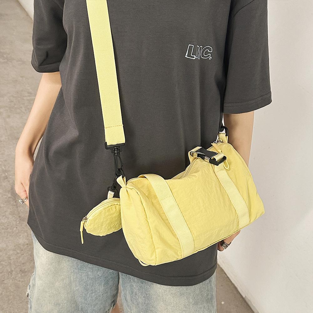 Cylinder Bag, Nyl Fabric, Large Capacity, Versatile Single Shoulder Crossbody Bag, Simple Hand-Held Commuting Pillow Bag
