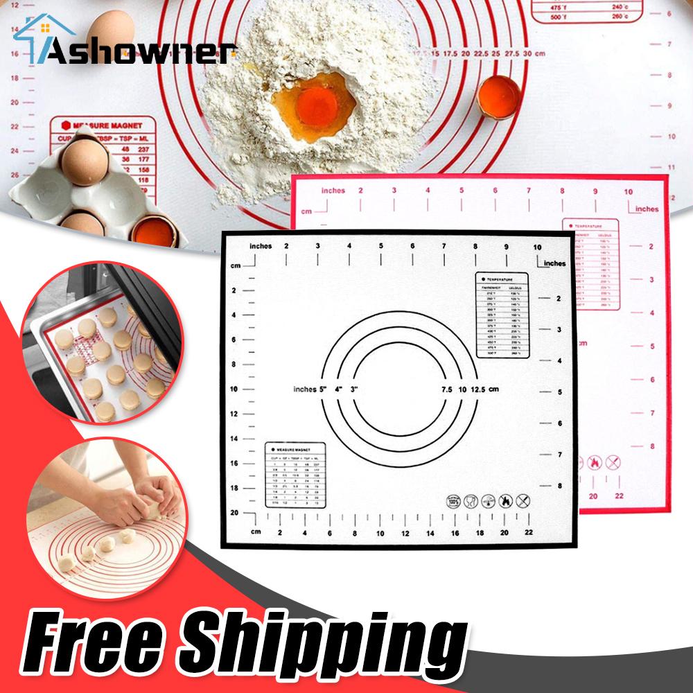 

Силиконовый коврик для замешивания теста Коврик для выпечки Пицца Тестомес для торта Кондитерская кухня Приготовление гриля Гаджеты для выпечки Настольные коврики Противень 29 x 26cm Red