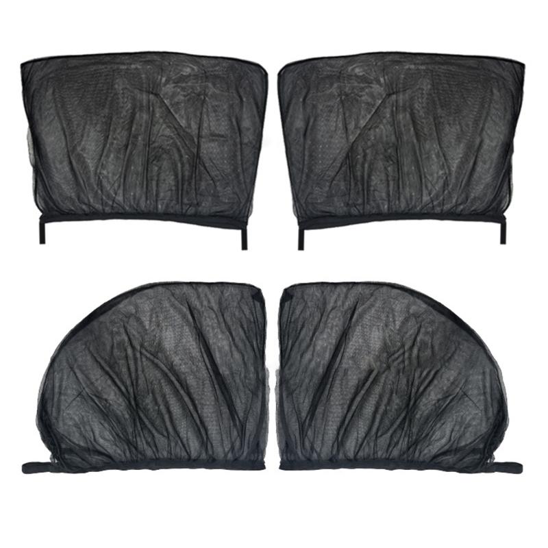 Car Side Window Screen Cover Pair, Mesh Layer for Waiting Stops, Open Window Use and Mild Side Light Control Travel