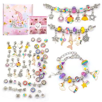 Bracelet DIY Charm Bracelet Necklaces Jewelry Making Kit with Pink Gift Box for Girls Women Valentines Birthday Christmas Gift
