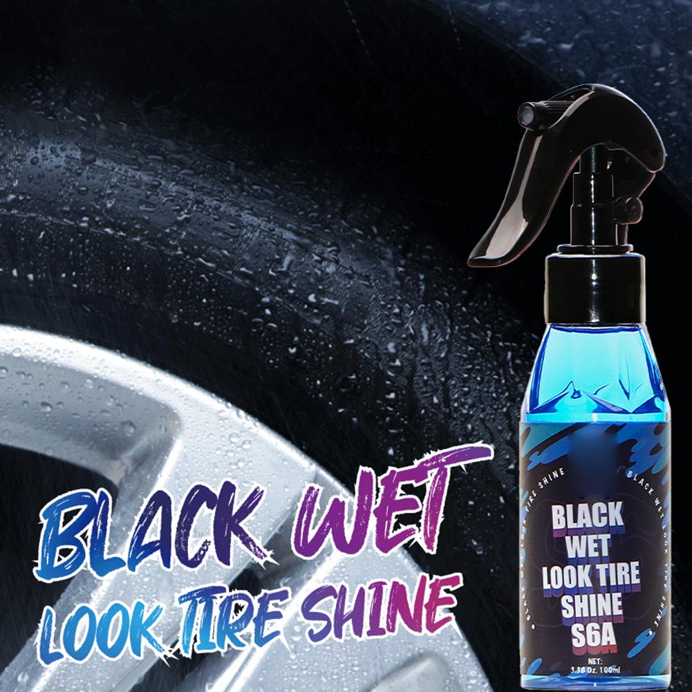 Black Wet Look Tire Shine Dressing -Automotive Clear Coat Tire Dressing Spray For Glossy Wet Tire Look, Vinyl & Plastic F0T0