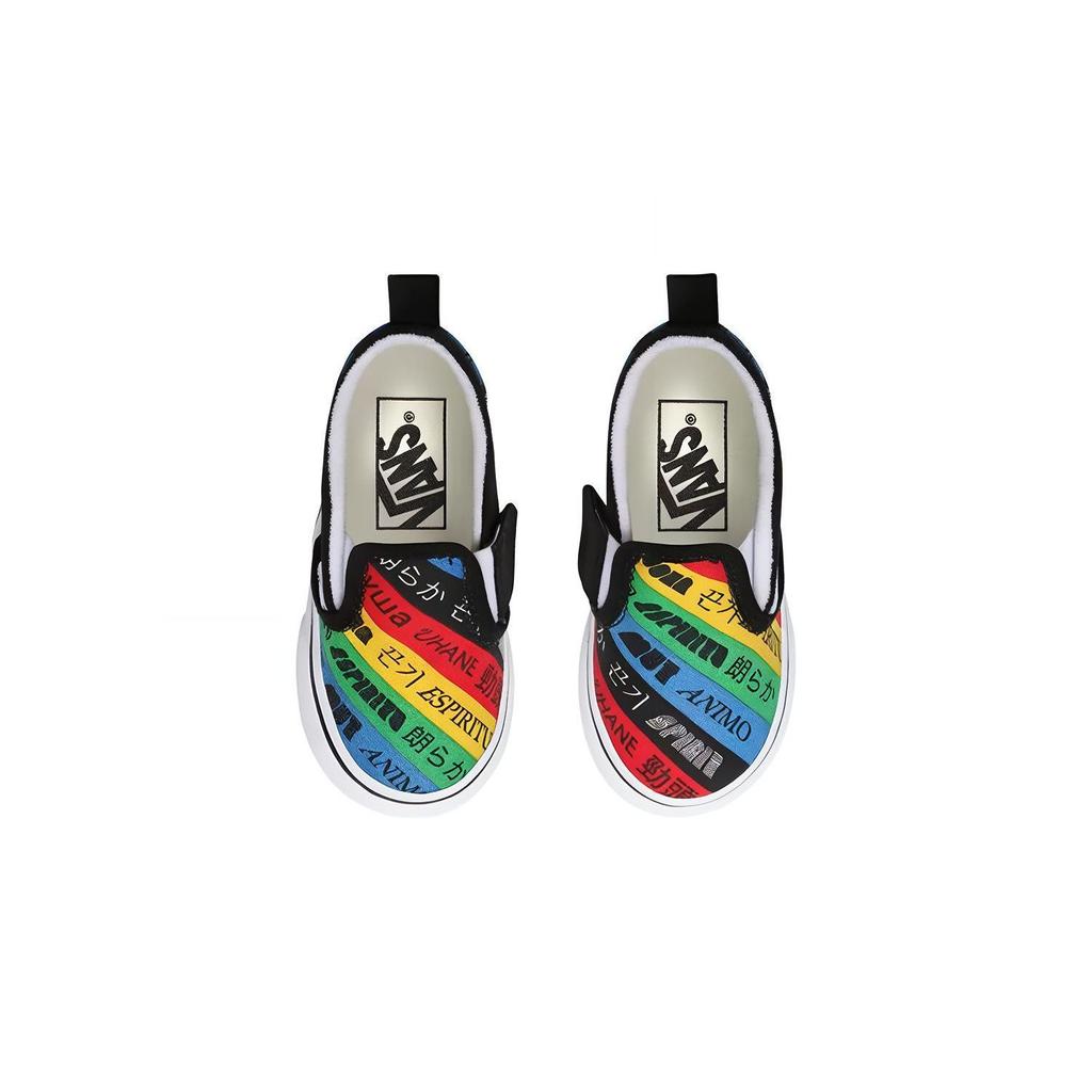 Vans Checkerboard Comfortable Versatile Low-Top Walking Shoes Baby sneaker Black Rainbow VN0A3488WK2