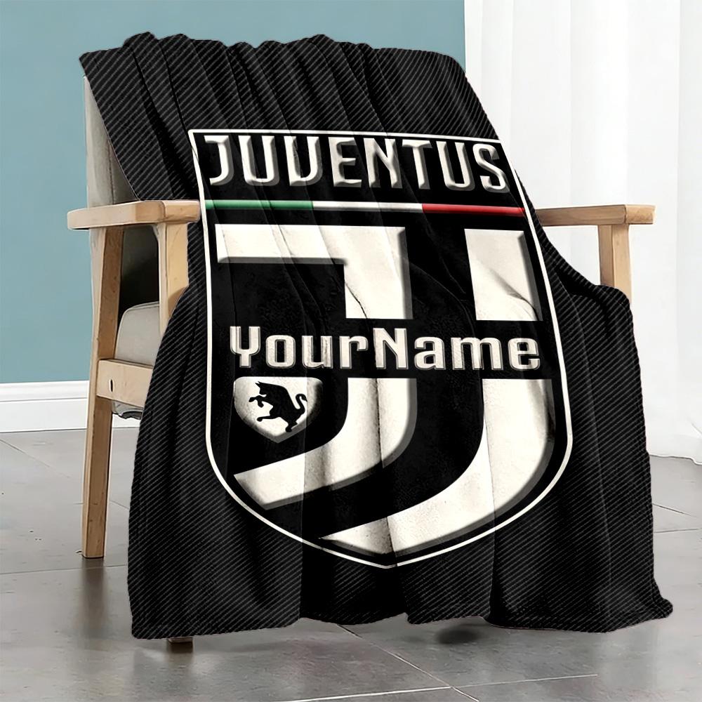 Juventus Customize Text Blanket Cozy Customizable Blanket Ultra-Soft Suitable for Office Sofa Seaside Home Decor All-Season Use