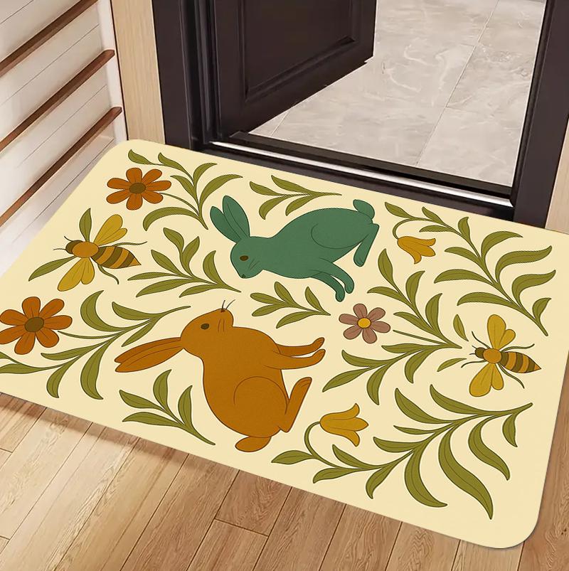 

Vintage Birds Floral Door Mat Soft Non-Slip Rustic Home Decor Entrance Rug Boho Folk Art Bird Flower Pattern Door Mat 40x60cm