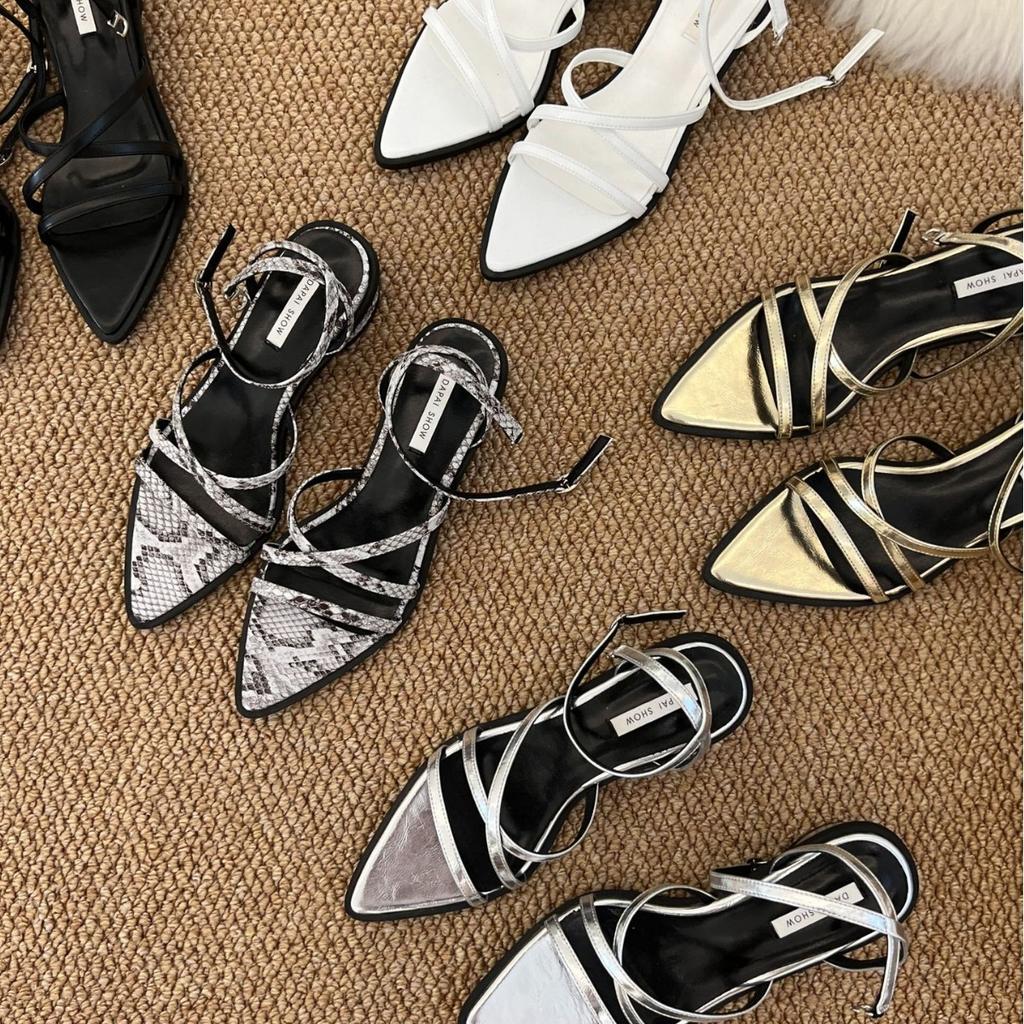 2025 spring and autumn new fashion small fragrant wind slope heel sandals girl wearing half slippers fairy strap sandals girl