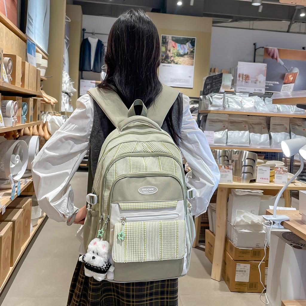 School bag, schoolbag, large capacity backpack for girls, middle school students, large capacity backpack, casual new lightweight, junior high school