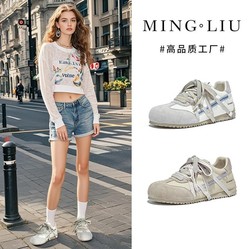 Retro Leather Women's Autumn New Shoes Women's Two-color Shoelaces Crooked Head Sports Shoes Casual Women's Shoes