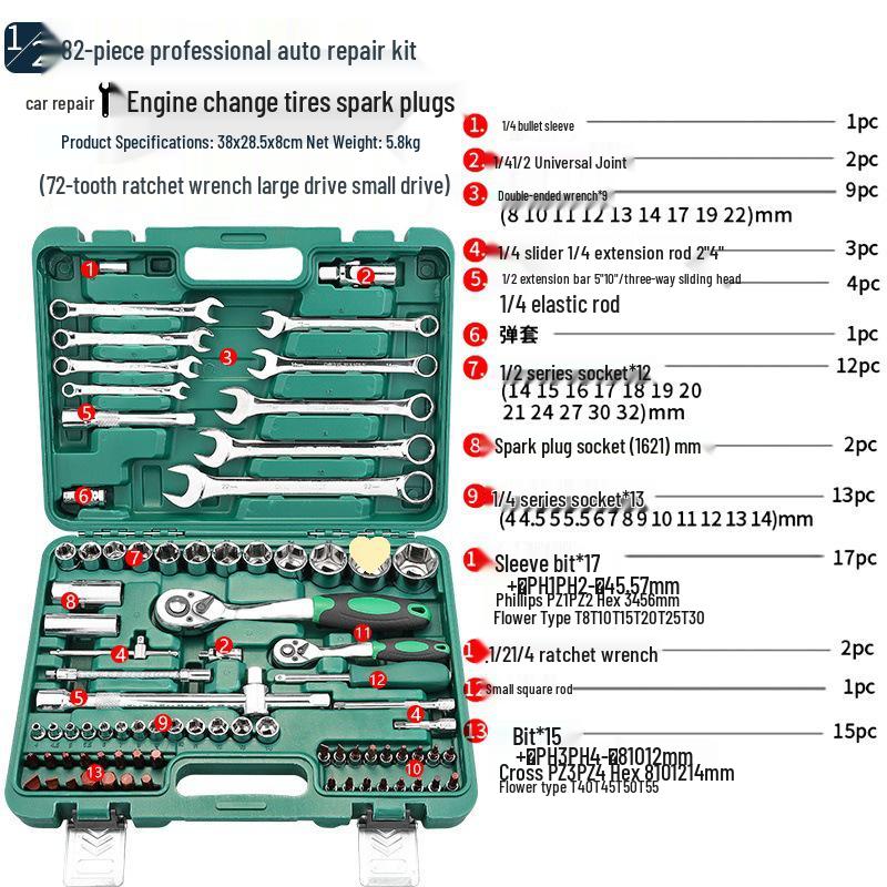 40-Piece Socket Set: Ratchet Wrench & Hex Key for Car/Motorcycle Repair