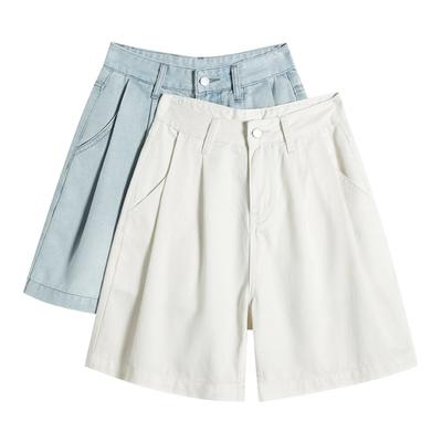 Tennis Denim Wide-leg Short Pants for Women In Summer Thin High Waisted Comfortable Fit Slim Straight Pants for Small People Wearing Five-point Pants