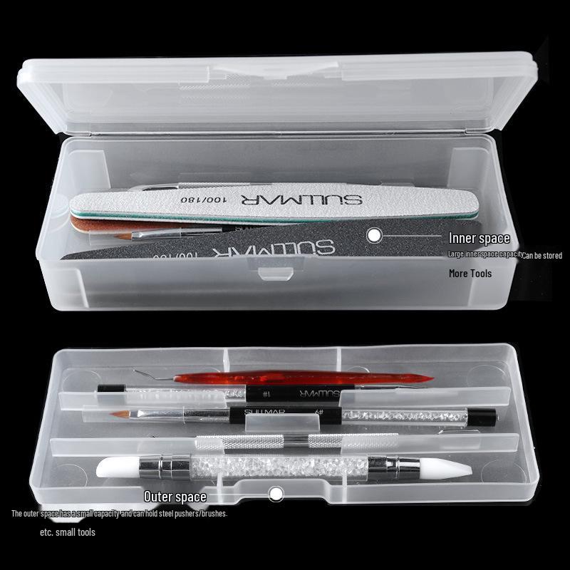 Frosted Multi-Functional Double Layer Storage Box for Nail and Tattoo Pens