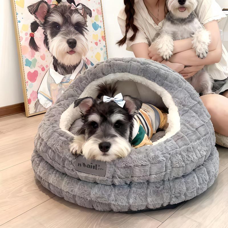 Cozy Winter Pet Nest: Semi-Closed, Thick, and Warm for Dogs and Cats