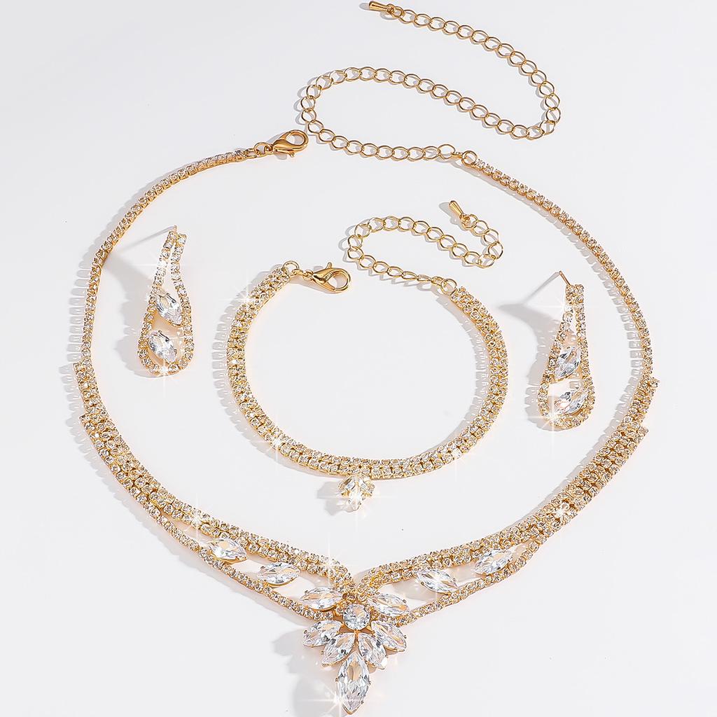 Braut Strass Klaue Kette Halskette Ohrringe Set Hochzeits Schmuck Klaue Kette Galvanik Schmuck