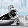 BUREI Men's Analog Quartz Watch Waterproof Simple Fashion Black Silver Night Glow Business Timepiece