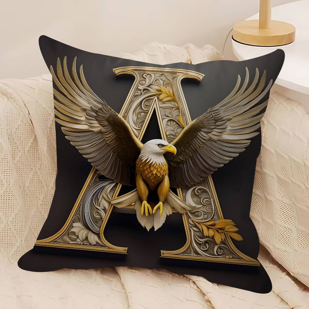 Black Gold Eagle Lion Pillow Case Removable Washable Cushion Cover – All-Season Soft Linen