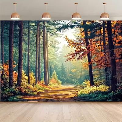 2D Nature Scenic Backdrop, Autumn Forest & Sunlit Path Party & Live Background