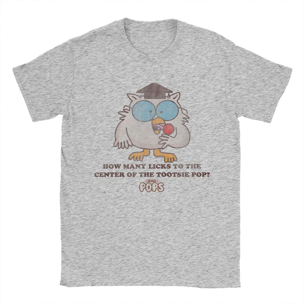 Tootsie Roll Pop Eule Wie viele Lutscher bis zum Kern T-Shirts Herren Vintage T-Shirt Rundhals T-Shirts Kurzarm Kleidung Neuankömmling