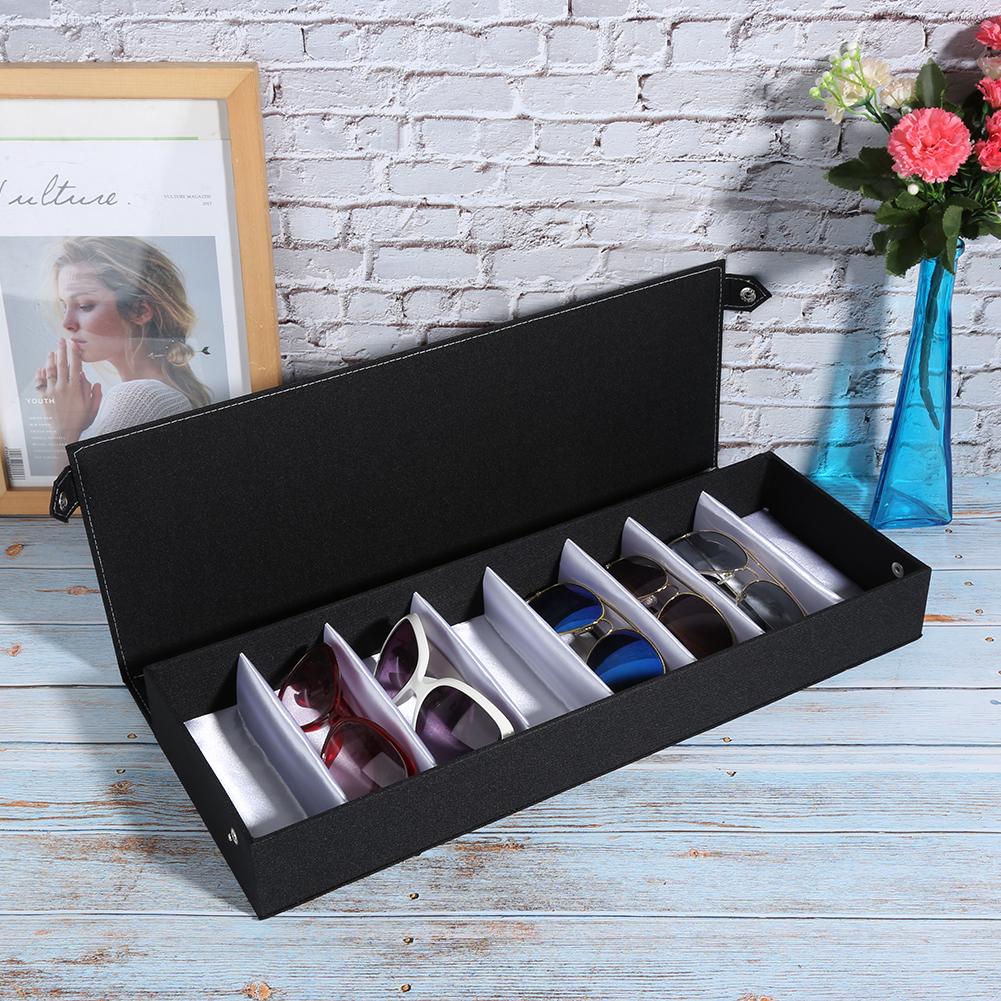 8 Fächer Tragbarer Brillen Präsentationskoffer Reise Sonnenbrillen Aufbewahrungskoffer Organizer Schwarz