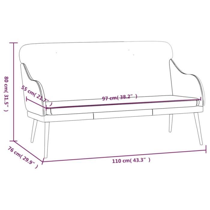 351430 vidaXL Banc Noir 110x76x80 cm Similicuir